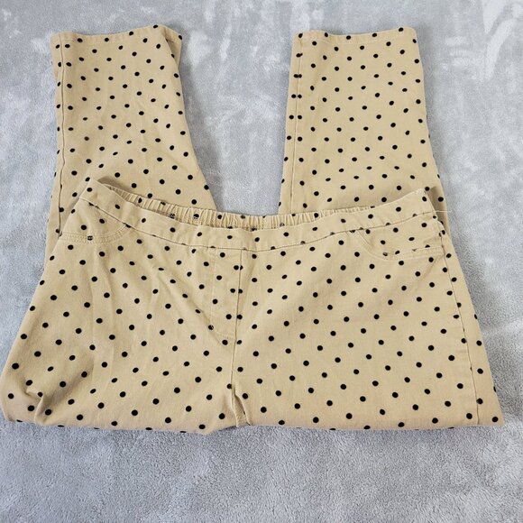 Isaac Mizrahi Pants - Isaac Mizrahi Live Womens 18WP Plus Capri Pants Tan White Polka Dot GEO28E